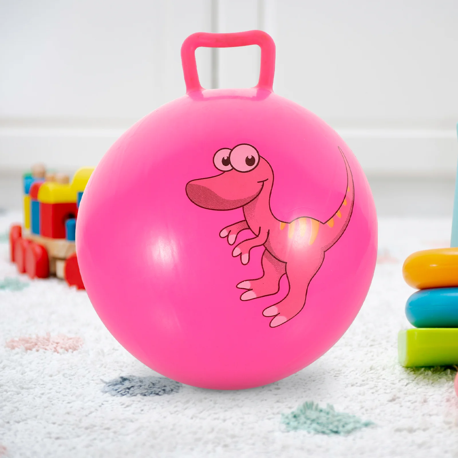 

Игрушка для упражнений для детей с шариком бункера-25 см, упругий Балансирующий мяч с ручкой (случайный цвет)