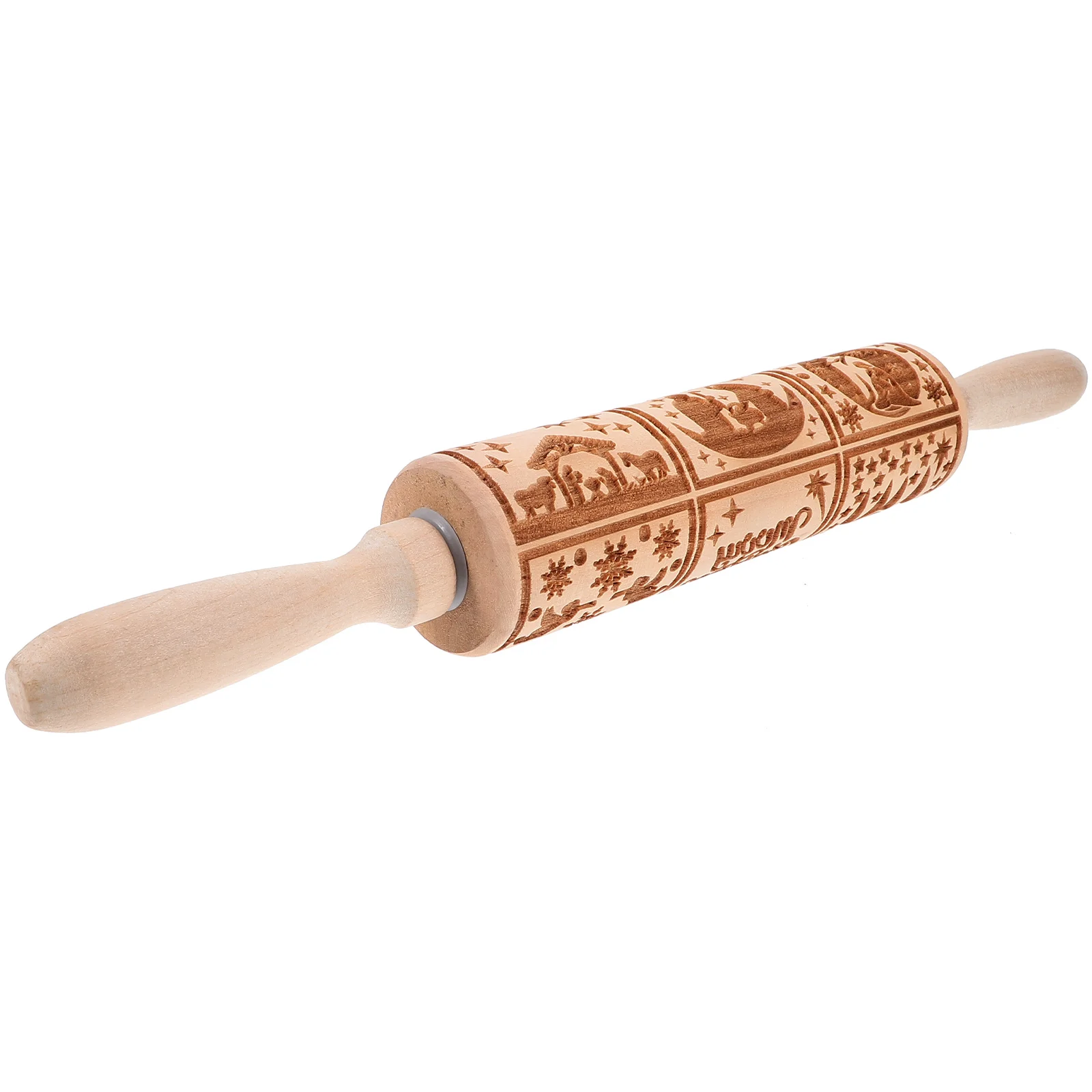 

Easter Rolling Pin Portable Wooden Cookies Roller Grid Printing Rolling Pin Flour Rolling Stick