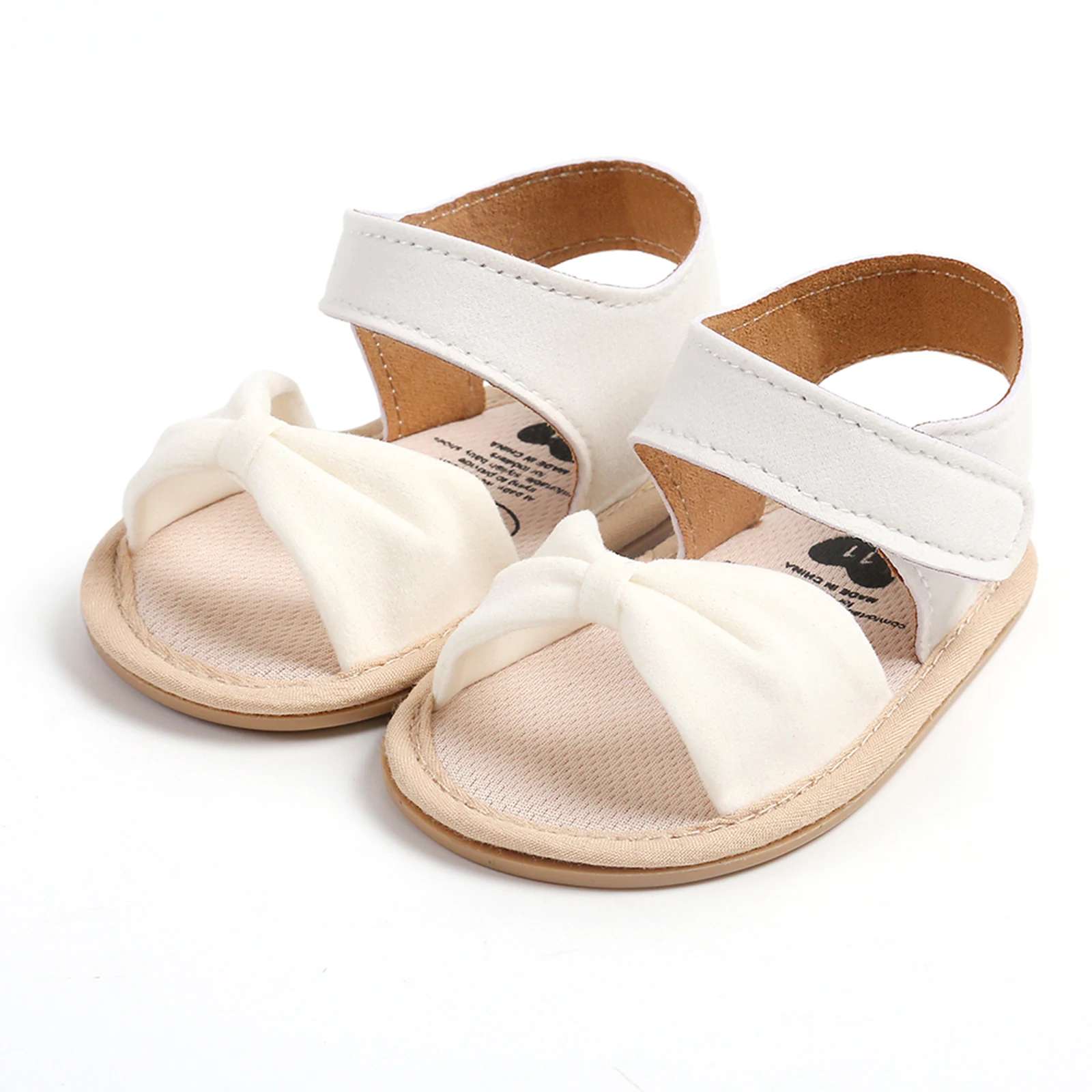 Cute Baby Girls Sandals Summer Kids Infant Shoes Breathable Soft Rubber Sole Non-Slip Open Toe Bow Shoes Newborn First Walker