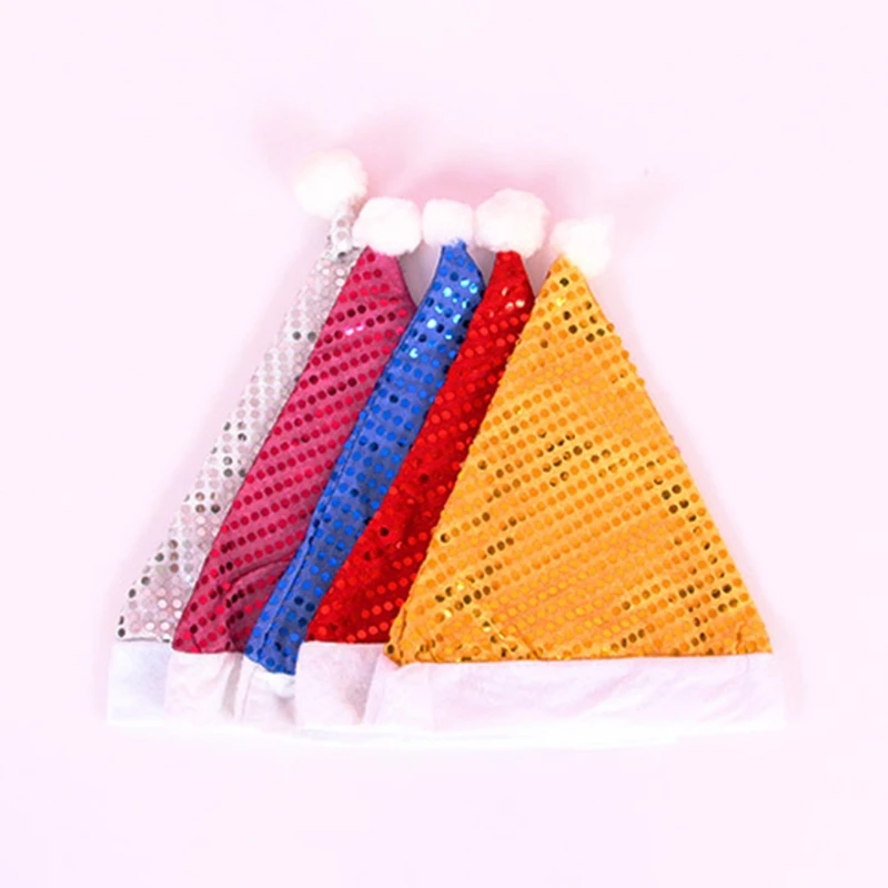 New Christmas Sequin Hat Holiday Glitter Santa for Christmas New Year Festive Holiday Adults Kids Party Supplies