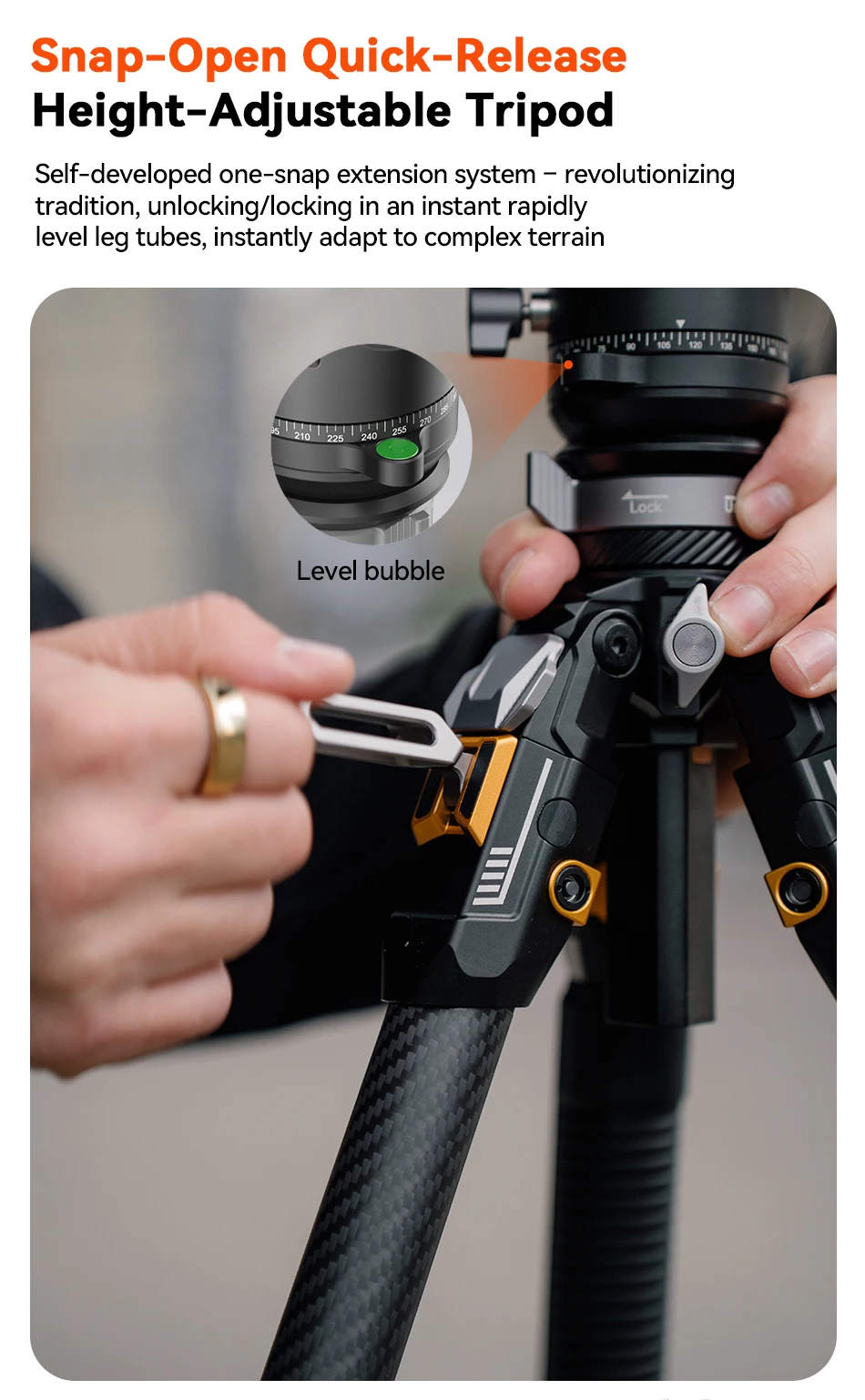 Coman T1S / T1S V5 Travel Carbon Fiber Tripod One Click Quick Release With Panor