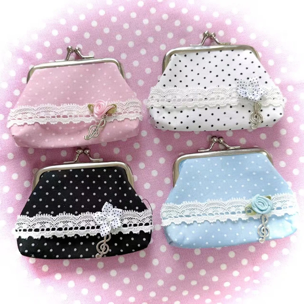 Charming Vintage-Inspired Y2K Lace Coin Purse with Rose Details and Hanging Pendant