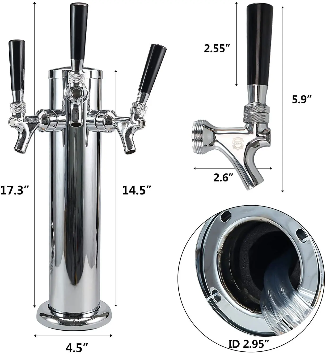 Metal craft brewing stainless steel single head double head triple beer wine column wine tower with beer tap
