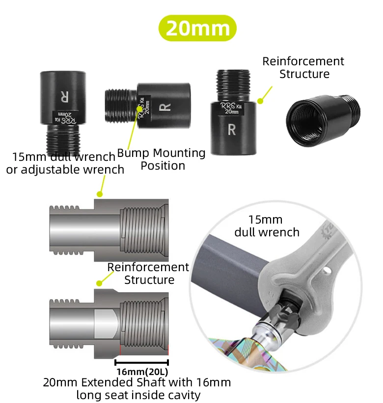 Edelstahl Material Fahrrad pedal Achs ver längerer Fahrrad pedal Verlängerung schrauben Distanz stücke für MTB Rennrad Pedale – Detail 13