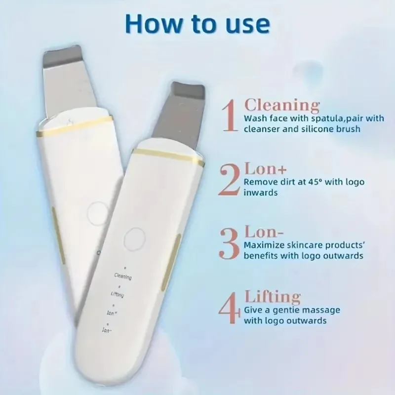 1pc New Ultrasonic Pore Cleaning Instrument Ultrasonic Skin Scraper Knife Remove Blackheads Home Beauty Skin Scraper Instrument