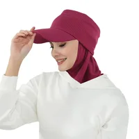 Islamic Hijab Baseball Caps for Woman Jersey Hijabs Scarf Neck Cover Set Muslim Turban Instant Head Wrap Solid Color Amira Scarf