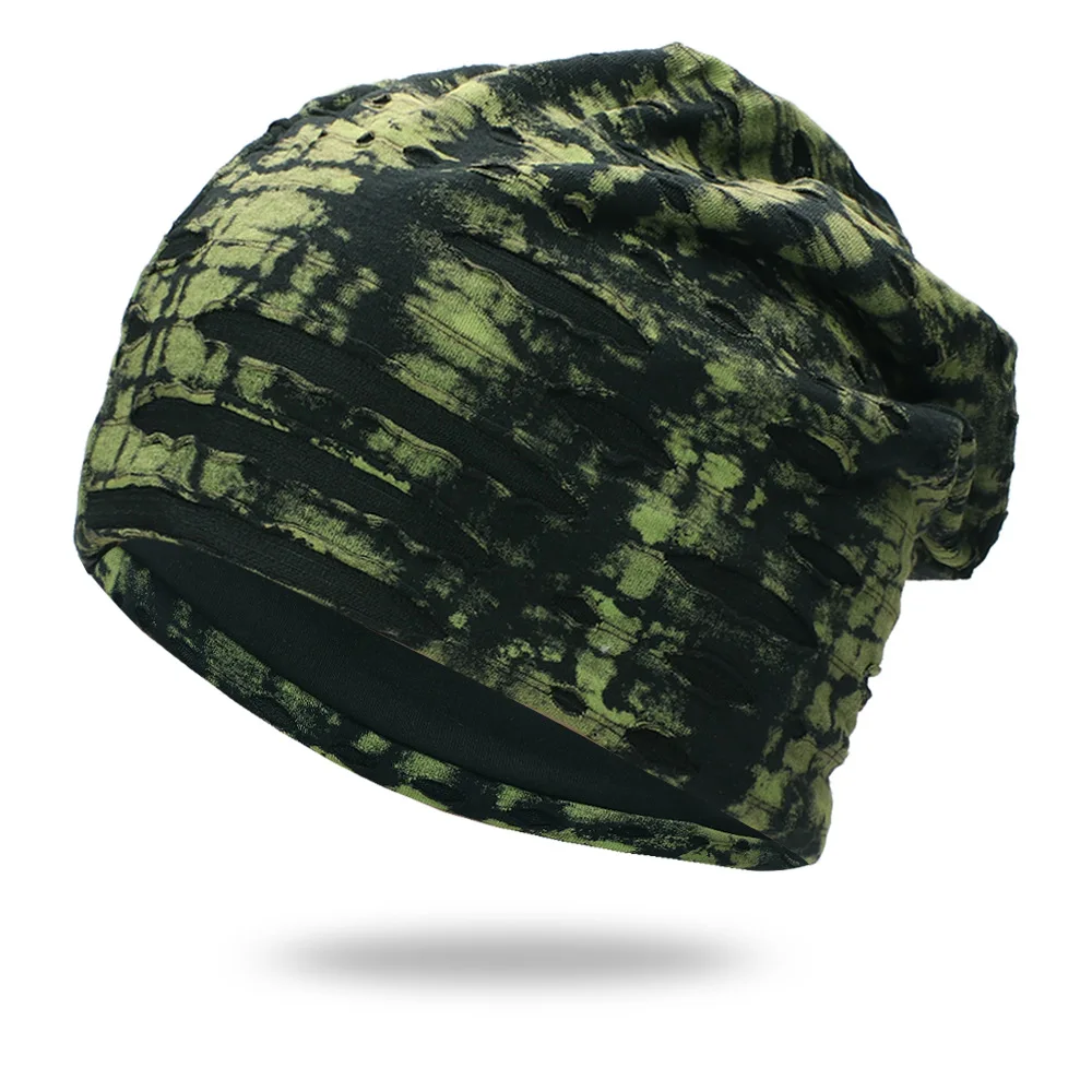 Vintage Tie Dye Slouchy Beanie Hüte für Männer Frauen Distressed Unisex Street Atmungsaktive Outdoor Herbst Winter Hut Hip Hop – Detail 11
