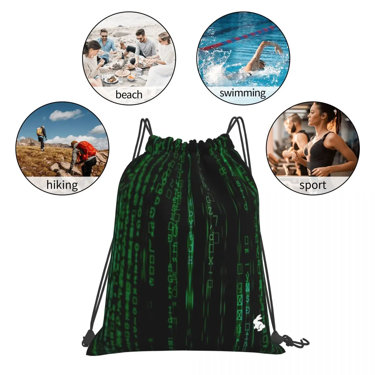 Funny Novelty Drawstring Backpack - The Matrix Rabbit