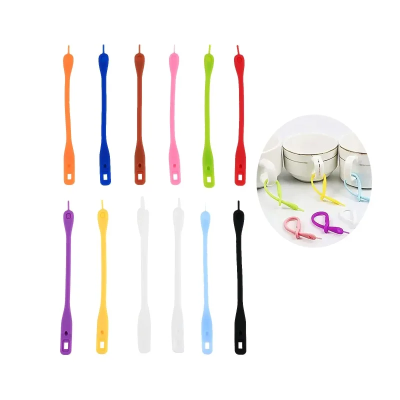 12Pcs/Set Wine Glass Charms Markers Food Grade Silicone 11.3cm/4.44in Colorful Wine Makers Identify Liquor Glass For Party