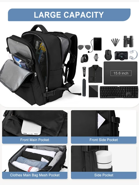 Travel Backpack for Women Men, Carry on Backpack with USB Charging, TSA 15.6inch Laptop Backpack Business Hiking Casual Daypack 2