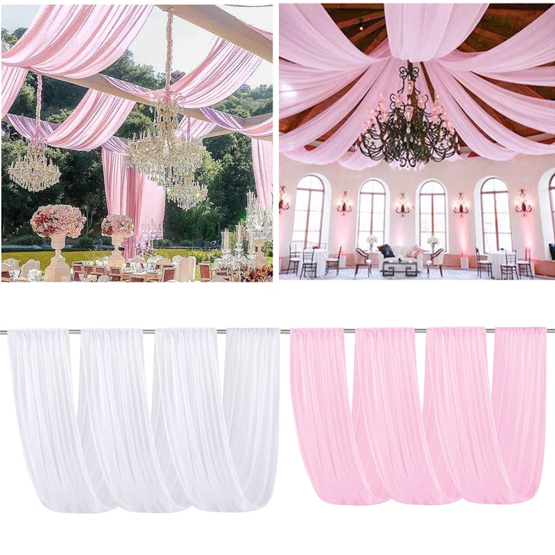 

White Ceiling Drapes Flat Fabric Long Arch Draping for Outdoor Parties Wedding Hall Ceremony Reception Swag Decor Church Stage