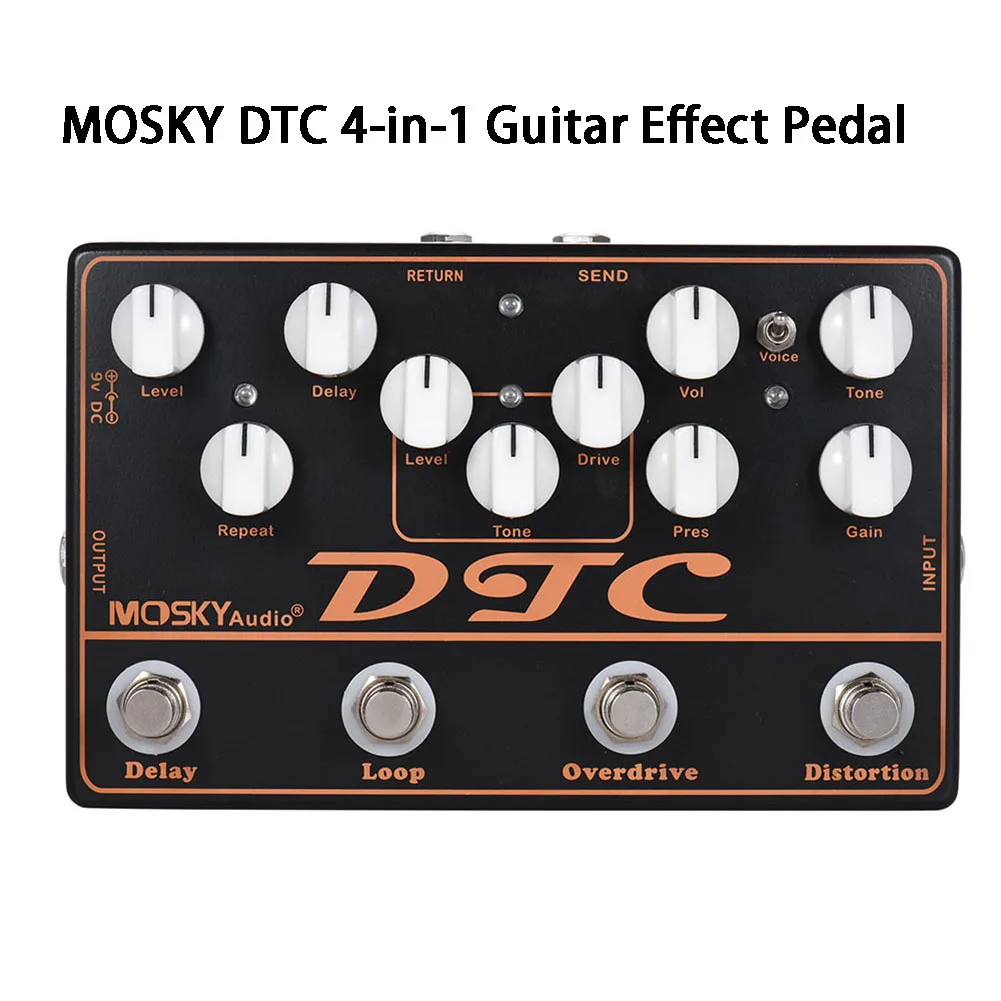 

MOSKY 4in1 Multi Electric Guitar Effect Pedal Distortion Overdrive Loop and Delay with Impressive Sound Quality