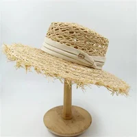 Summer Straw Hat 2024 New Flat Top French Straw Hat Elegant Women's Outdoor Vacation Sun Hat Summer Hat 모자 gorras beach - Image 5