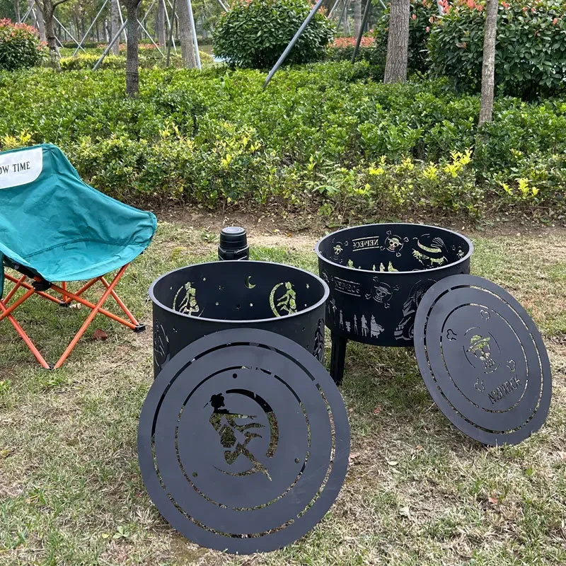 Simple Iron Fire Pit for Terrace Outdoor Heater Cage Stove Winter Wood Stove Round Outdoor Camping Barbecue Charcoal Braziers