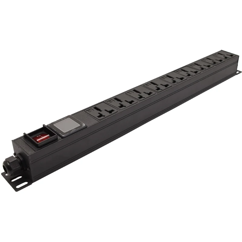 

3500W 16A ammeter LED switch Aluminum 9 AC Universal Outlets Power Strip Transfer interface Adapter PDU