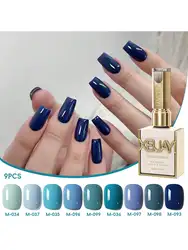 Vibrant Ocean Blue Nail Gel Polish Set - Seasonal All - Match Collection (9pcs  set)