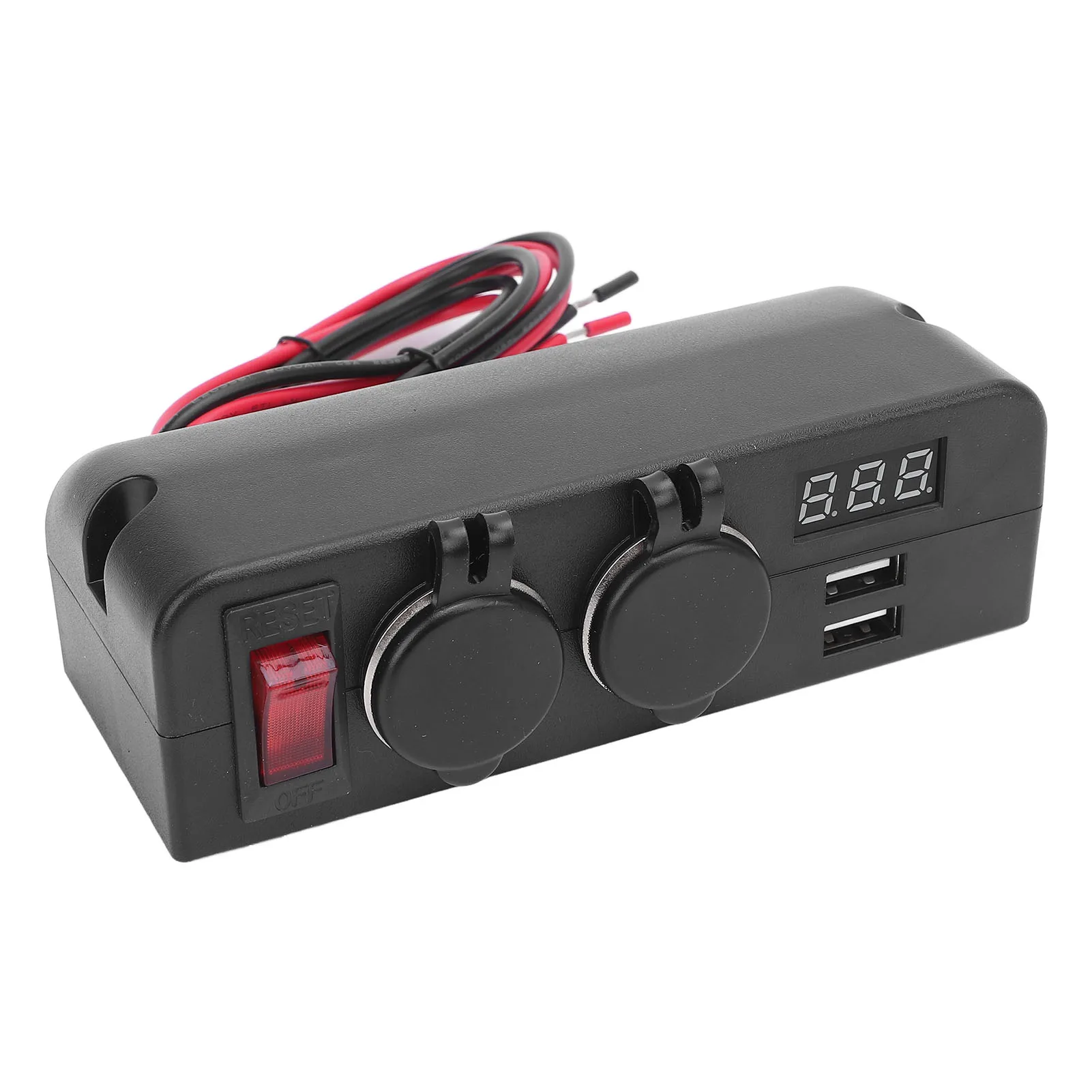 Cigar Lighter Socket Splitter Digital Voltmeter Car Power Outlet Socket USB  Dual USB DC12-24V for Boat Marine Truck RV