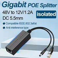 48V to 12V POE Splitter Adapter Active DC Adaptive Separator Isolated Cable Supply Module Injector  for 1000M IP Camera1.2A 1