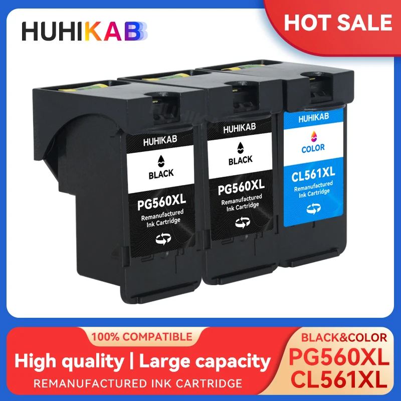 

HUHIKAB Refillable 560XL 561XL Remanufactured For Canon PG-560 CL-561 XL Ink Cartridge Pixma TS5350 TS7450 TS5351 TS5352 TS5353
