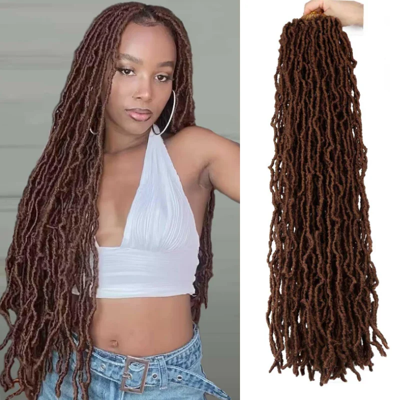 Brown Soft Synthetic Locs 30 Inch 7 Packs Faux Locs Color 30 Crochet Locs Hair Whole Strand No Extended Pre-looped Long Locs 1