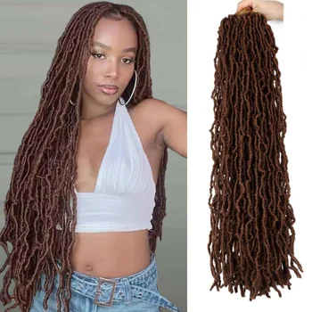 Brown Soft Synthetic Locs 30 Inch 7 Packs Faux Locs Color 30 Crochet Locs Hair Whole Strand No Extended Pre-looped Long Locs 1