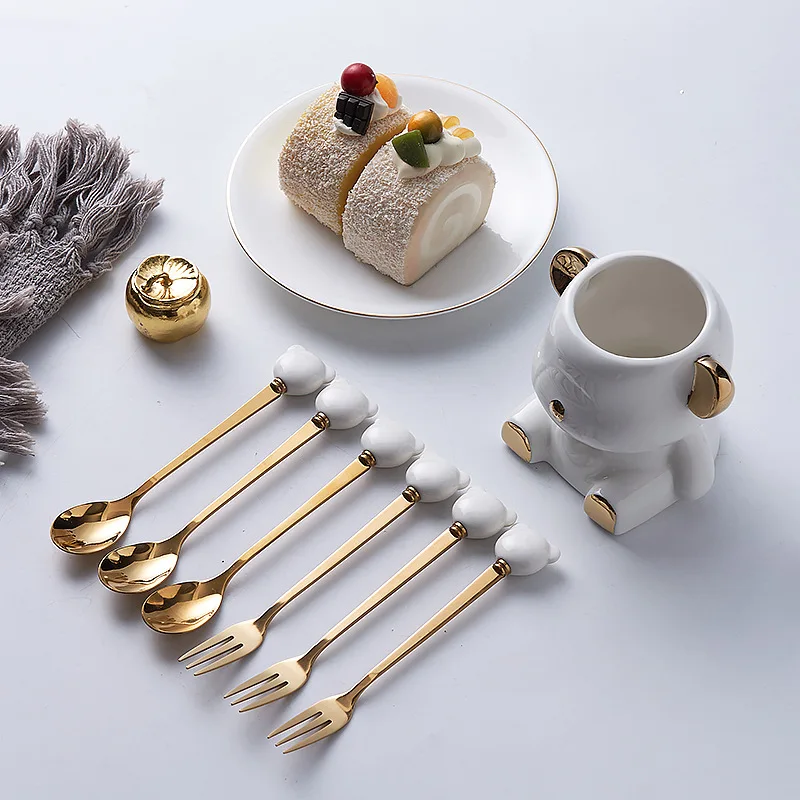 Cutlery Set Western Style Cutlery Set Picnic Cutlery Set Stainless Steel Cutlery Set Fruit Fork set child safe small fork stainless steel fruit pick spoon for household luxury container