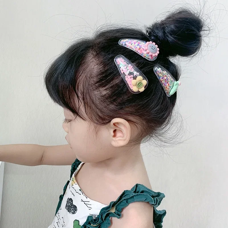 Cartoon hairpins in the shape of flowing sand flowers shaped like fruit for little princess style, cute BB hair clips, trendy accessories for kids.