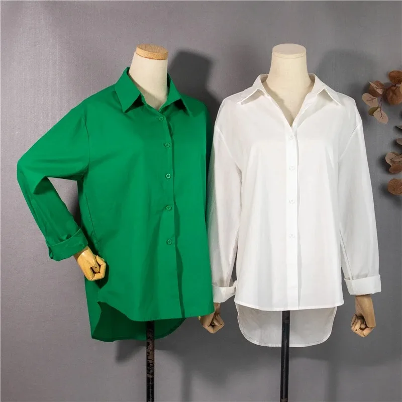 Spring and Autumn Women's New Single-breasted Loose and Elegant Blouse Casual Long-sleeved Top 16695