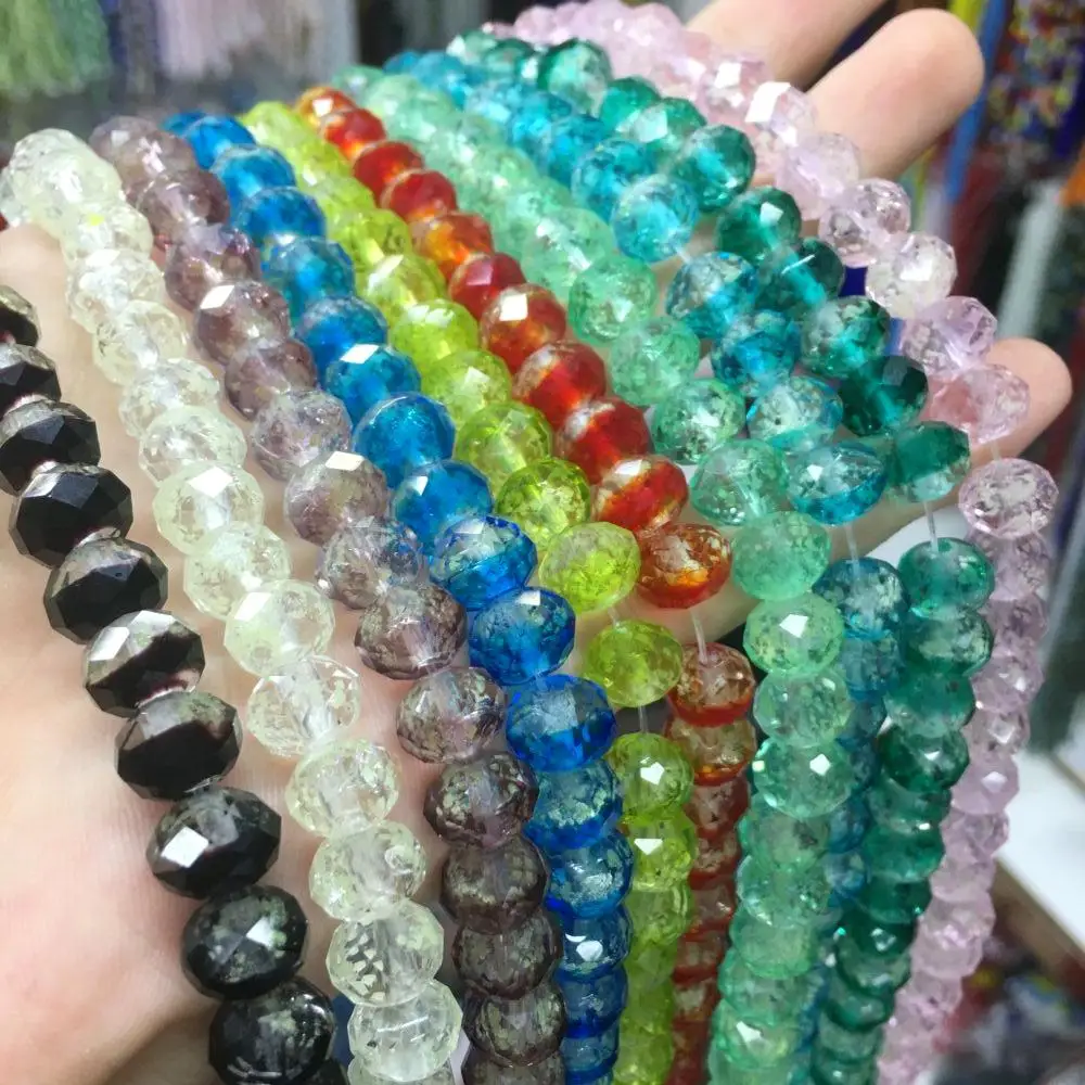 Double Color Glass Faceted Waist Bead Cute Lampwork Glass Loose Beads For Jewelry Making DIY Bracelet Necklace Accessroeis