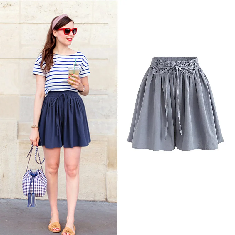 Plus Size Summer Shorts for Women Chiffon Elastic Waist Casual Shorts Skirt Oversized M-8XL Korean Solid Female Clothing 2023New