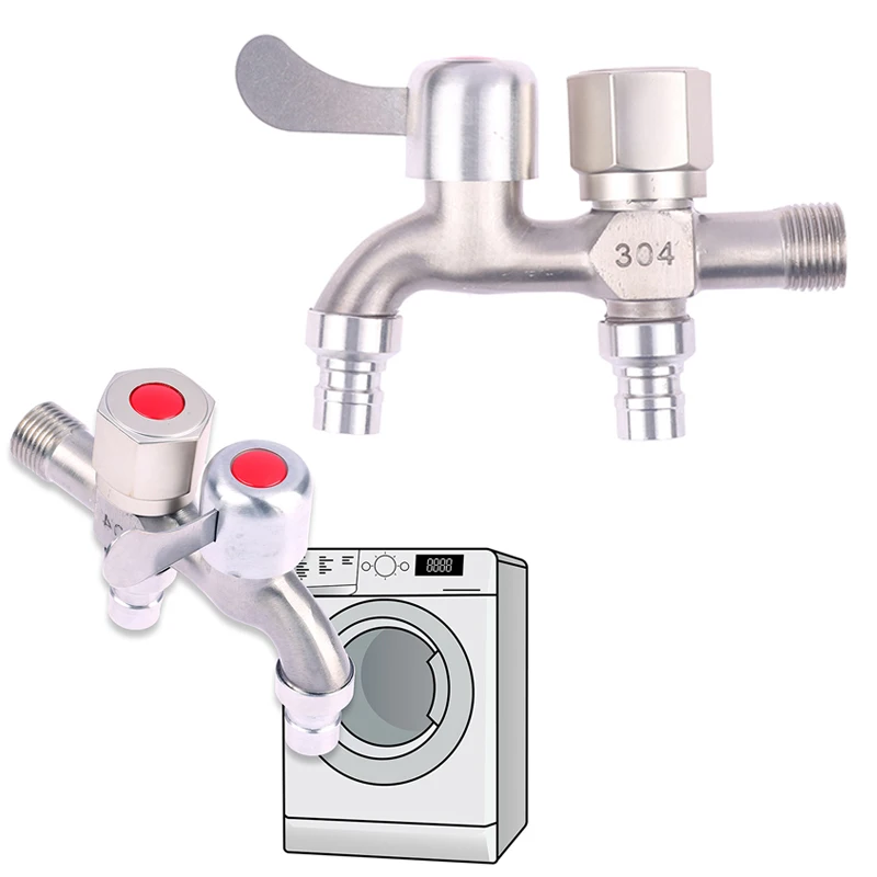 

1PC Washing Machine Faucet Double Water Outlet Mop Pool Tap Outdoor Garden Faucet Fast Bidet Faucets Bathroom Accessories