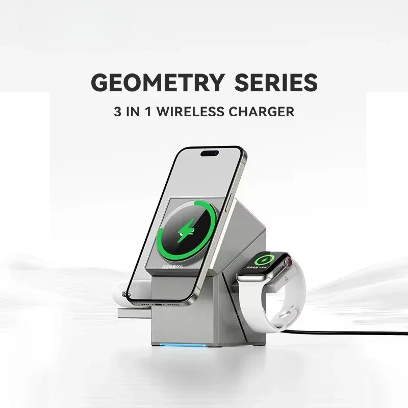 Qi2 3-in-1 Wireless Charger Auto-Rotating Magic Cube Dock For IPhone 16/15/14 Pro Max AirPods IWatch Fast Charging