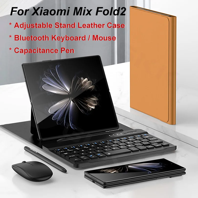 

GKK Leather Fold Stand Keyboard Case For Xiaomi Mix Fold 2 Fold2 Wireless Mouse Adjustable Stand Pen Magnetic Keyboard Holster