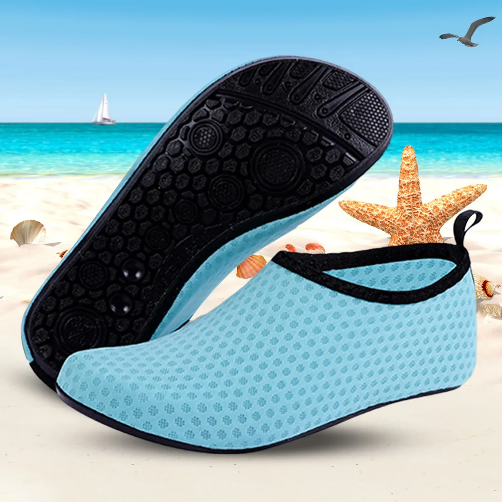 Beach Water Shoes Nonslip Surfing Swimming Aqua Shoes Breathable Quick Dry Elastic Shoelace Barefoot Shoes for Snorkeling