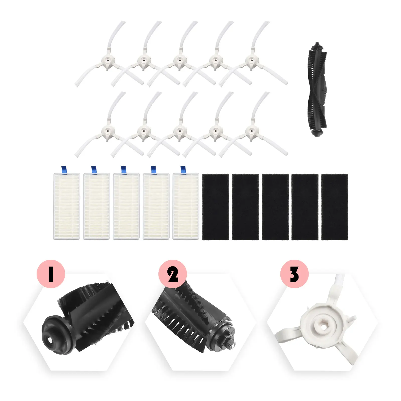 

Набор боковых щеток с губчатым фильтром для пылесоса 360 S6, Повысьте производительность и долговечность вашего пылесоса.