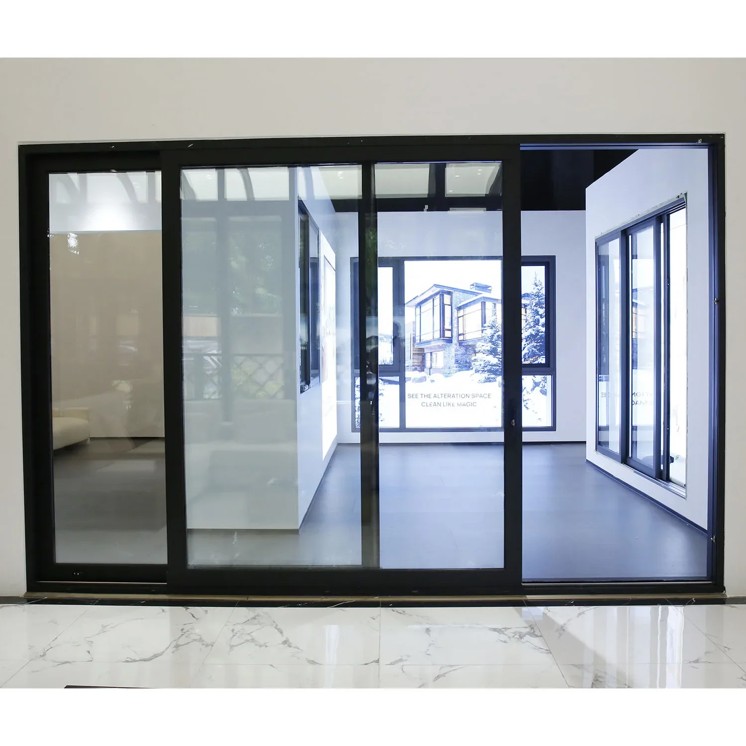 Modern Interior Exterior Patio Garden Double Glass Door Minimalist Design Partition Thermal Break Aluminum Sliding Door