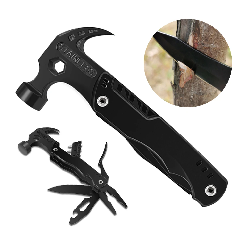 

11-in-1 Multitool Hammer Portable Multifunction Claw Hammer Camping Survival Gear Pliers Wire Stripper Cutter Knife Screwdriver