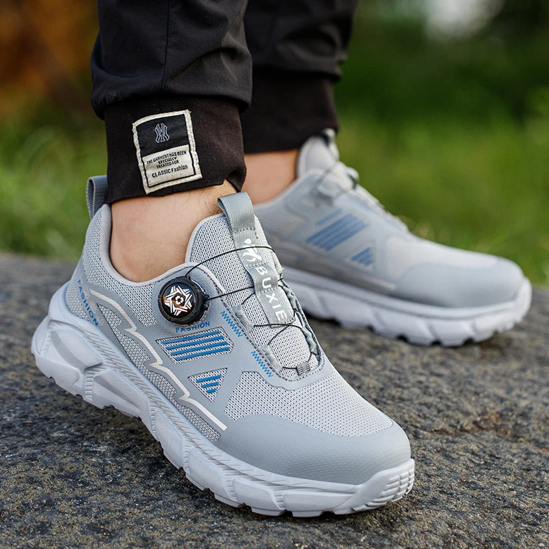 Rotating Button Men Shoes Security Sneakers Steel Toe Shoes Puncture-Proof work Anti-smash Sport Safety Protective