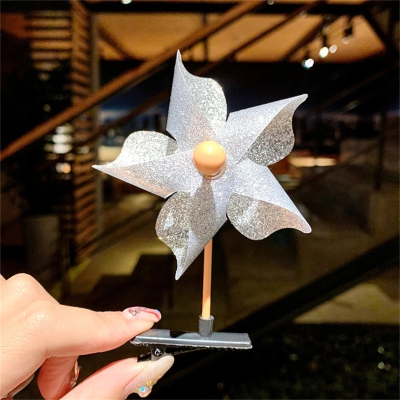 

M89E Sweet Hair Clip with Windmill Shape Duckbill Hairpin Colorful Hair Clip for Toddler Children Taking Photo Hairpin