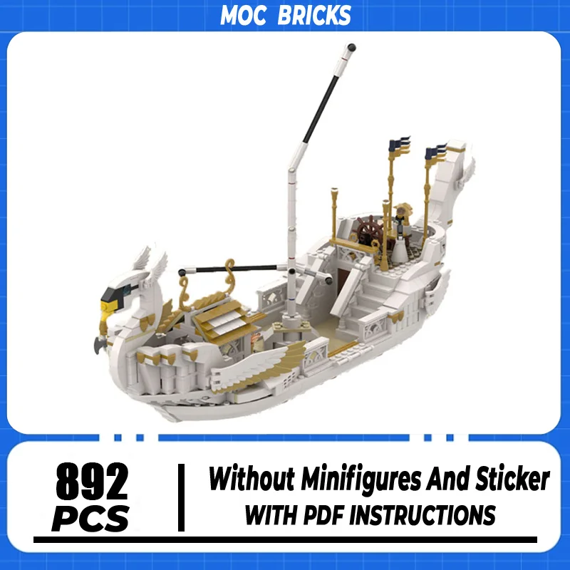 

Magical Rings Moc Building BlocksMovie Scene Swan Ship Model Technology Bricks DIY Assembly Street View Toys Gifts