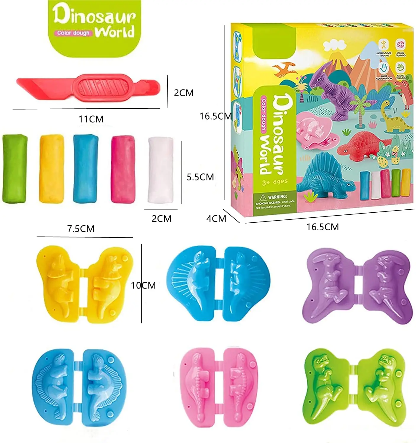 Yeahbo Playdough Sets for Kids, Modelling Clay, Air Dry Clay with 6 Dinosaur Mold, Polymer Clay Set, Play Dough Dinosaur Toys 6