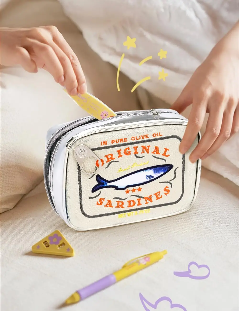 Canned Sardines Makeup Bag,  Sardine Tin Fish Cosmetic Bag,  Cute Makeup Bag  Pencil Case Pouch, Coquette Make  Pouch for Women 2