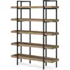 Modern Office Bookcase Mixed-Material Design 5 Shelves Urban Chic Storage Home Study Room Versatile Display Furniture 4