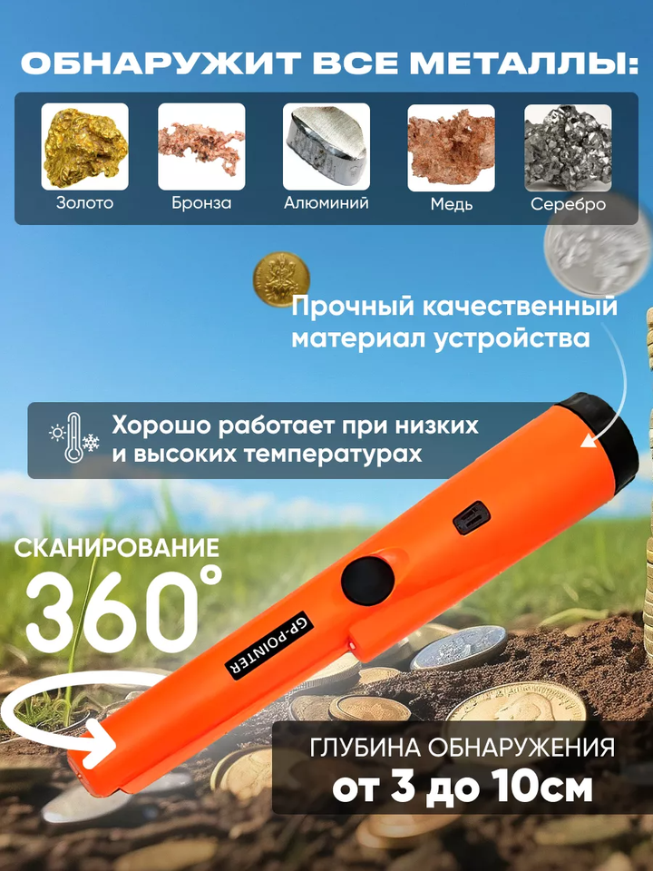 Positioning Rod Handheld Underground Metal Detector GP Pointer Handheld Waterproof High Sensitivity Security Detector