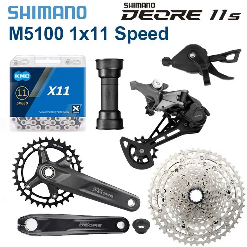 

Shimano Deore M5100 11 Speed Groupset Shift Derailleur MTB 11V Crankset 32T 34T 36T 11S K7 11-42T/51T Bicycle Chain BB52 MT501