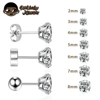 10pc 1pc G23 Titanium Lobe Piercing 4 Prong Zircon Ear Stud Tragus Cartilage Screw Earrings for Men Women Earrings Body Jewelry 1