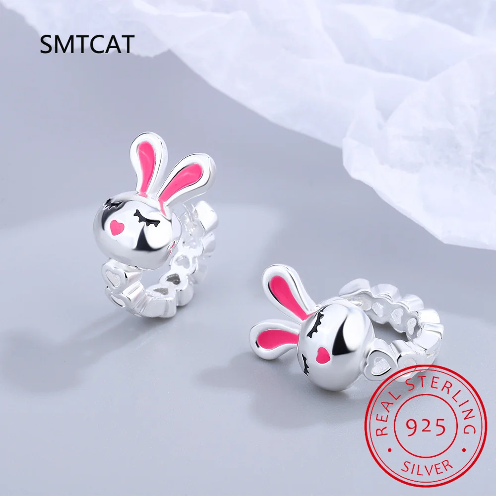 Girls 925 Sterling Silver Cute Rabbit CZ Tiny Hoop Earrings for Girls Wedding Party Fine S925 Jewelry DS3930