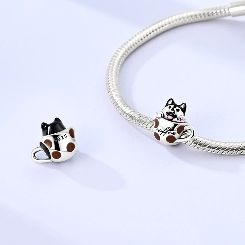 Neueste atemberaubende Charms-Perlen aus 925er-Sterlingsilber, niedliche Haustiere, baumelnder leuchtender Hund-Anhänger, passend für Original-Armbänder, DIY-Schmuck – Detail 24