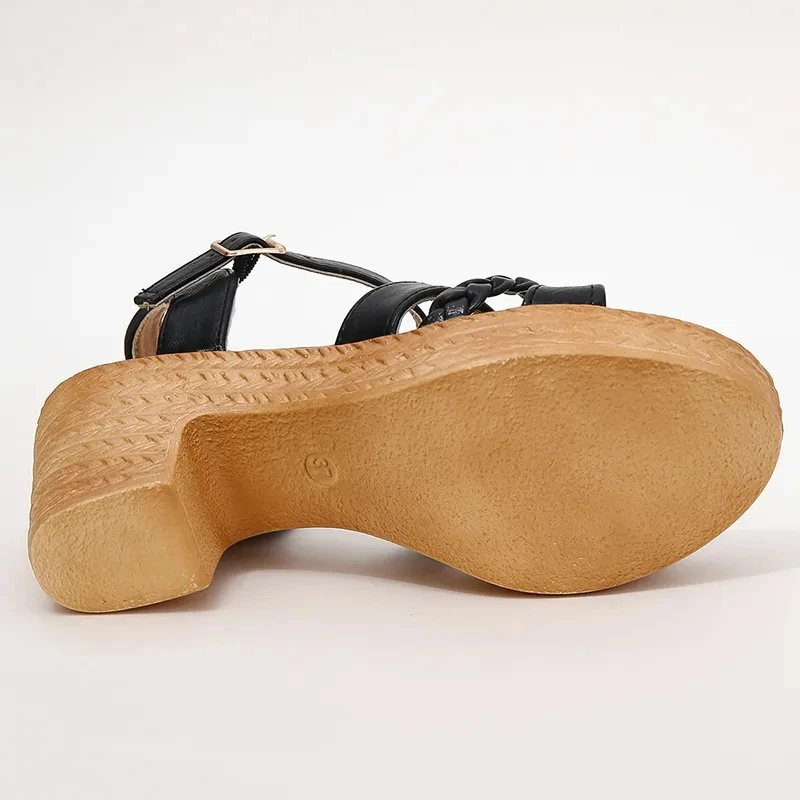 Ankle Strap High Heels Sandals Women Summer Weave Cross Band Gladiator Sandals Woman Chunky Heeled Platform Sandalias Mujer women high heels platform high heels sandals platform sandals ankle buckle sandals