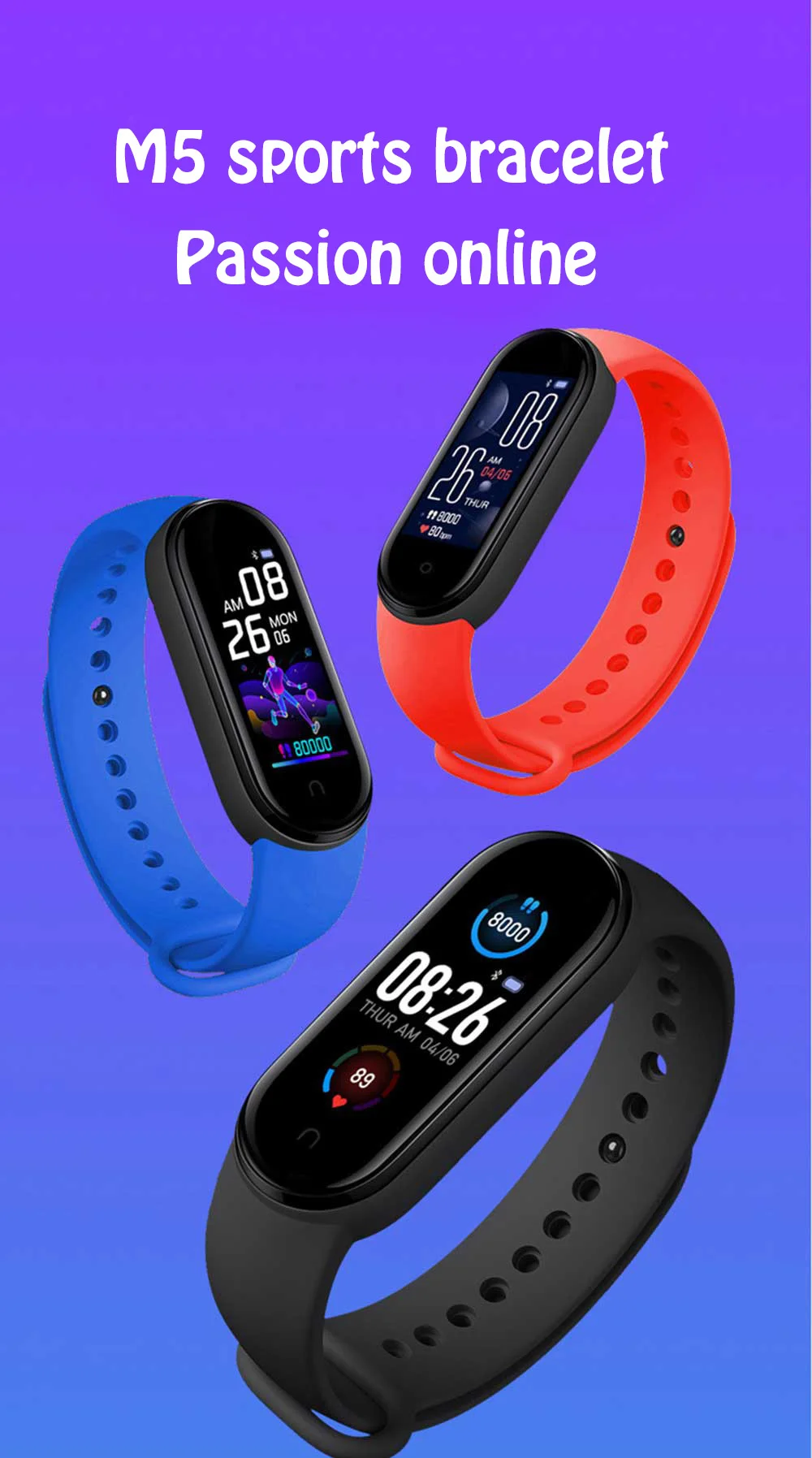 New Fitness Bracelet Smart Watch Color Screen Bluetooth Caller Information Reminder Sleep Tracker Multifunctional Sport Band